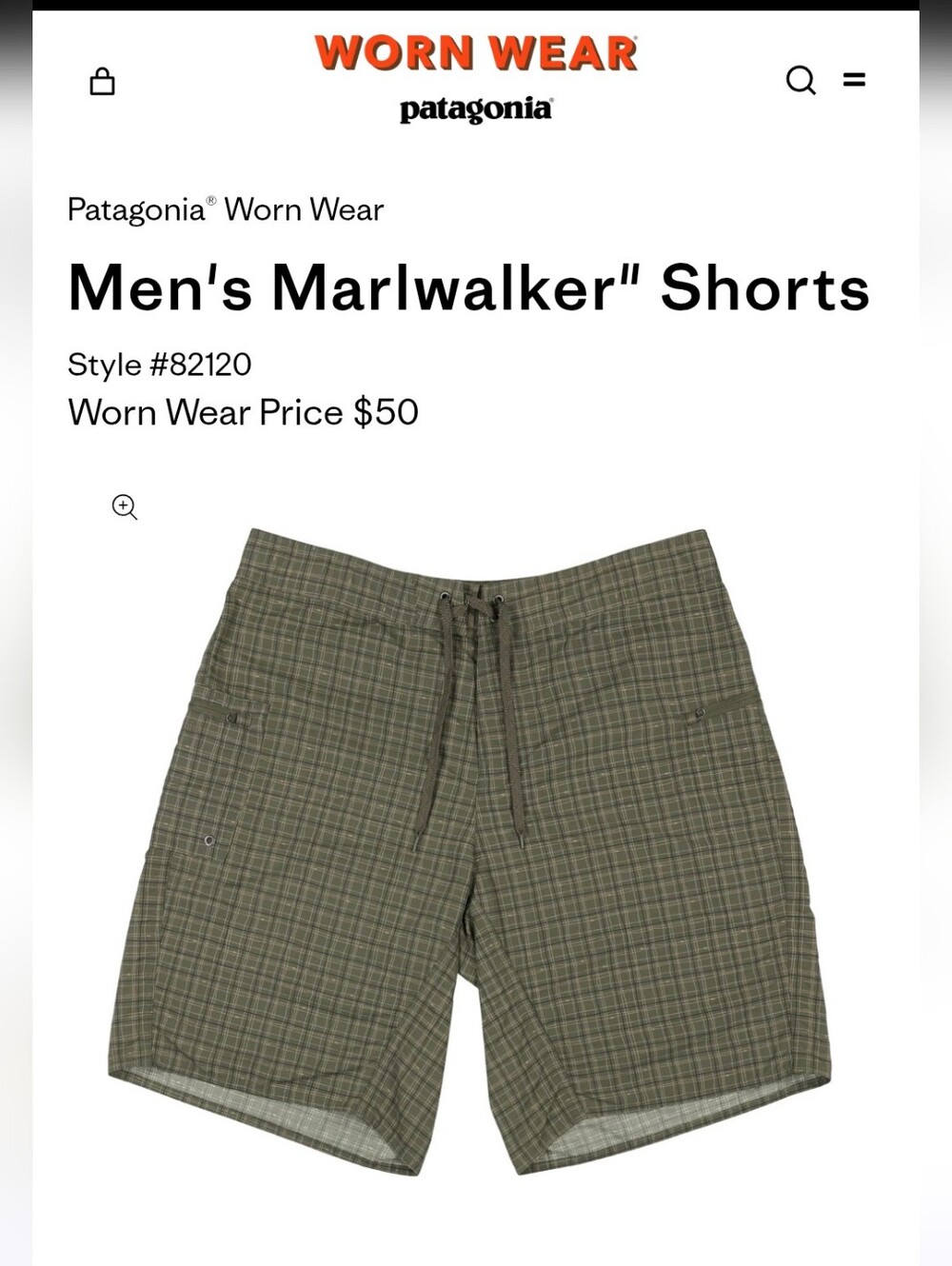 Patagonia Marlwalker lightweight walking hiking Mens Shorts Size 38
